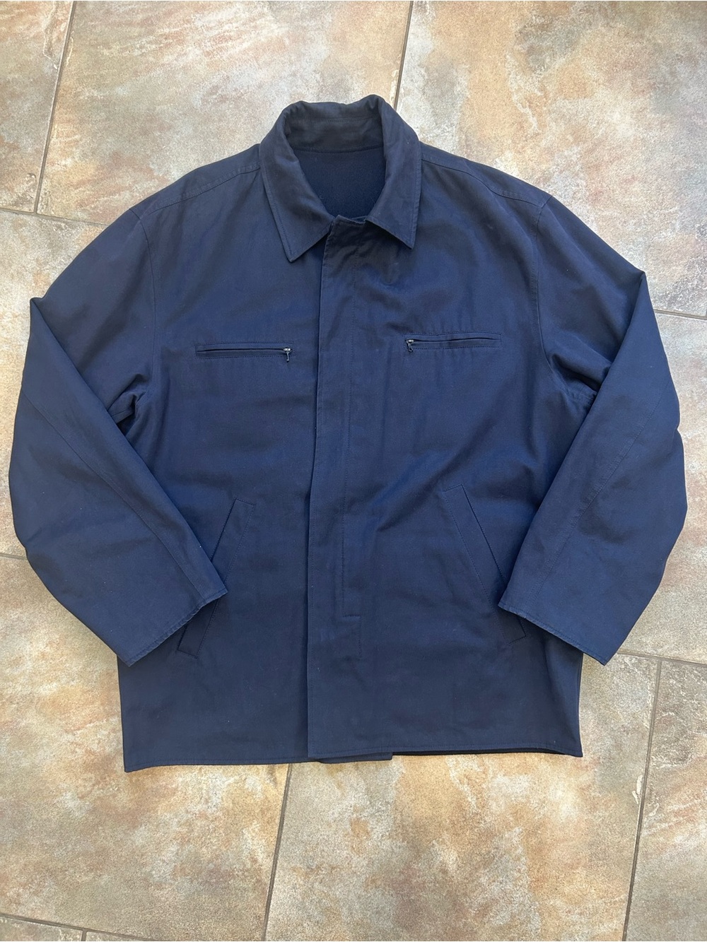 Ermenegildo Zegna Reversable Navy Blue Jacket Coat Overcoat Size L